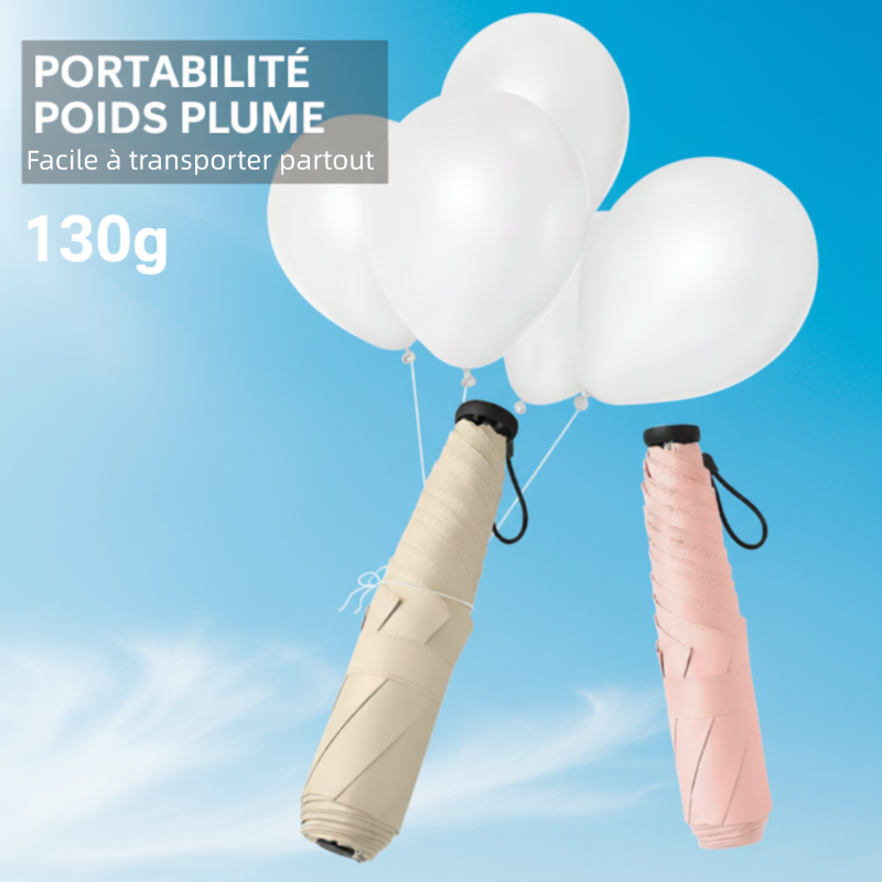 Black Friday et Noël Mini Parapluie Léger Soleil et Pluie avec Protection Anti-UV
