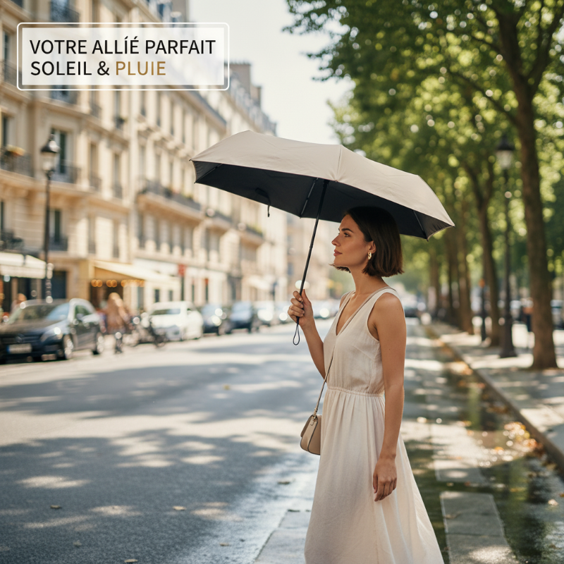 Black Friday et Noël Mini Parapluie Léger Soleil et Pluie avec Protection Anti-UV