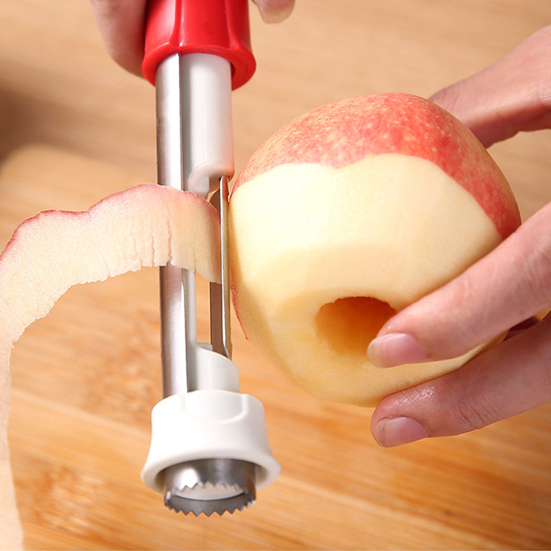 Évidoir et éplucheur à fruits 2 en 1 en acier inoxydable