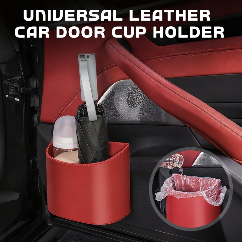 + 0% on the leather car door cup holder. Wide opening: easy access to drinks and phone. Clip-on fastening, secure hold. Durable and elegant PU leather.