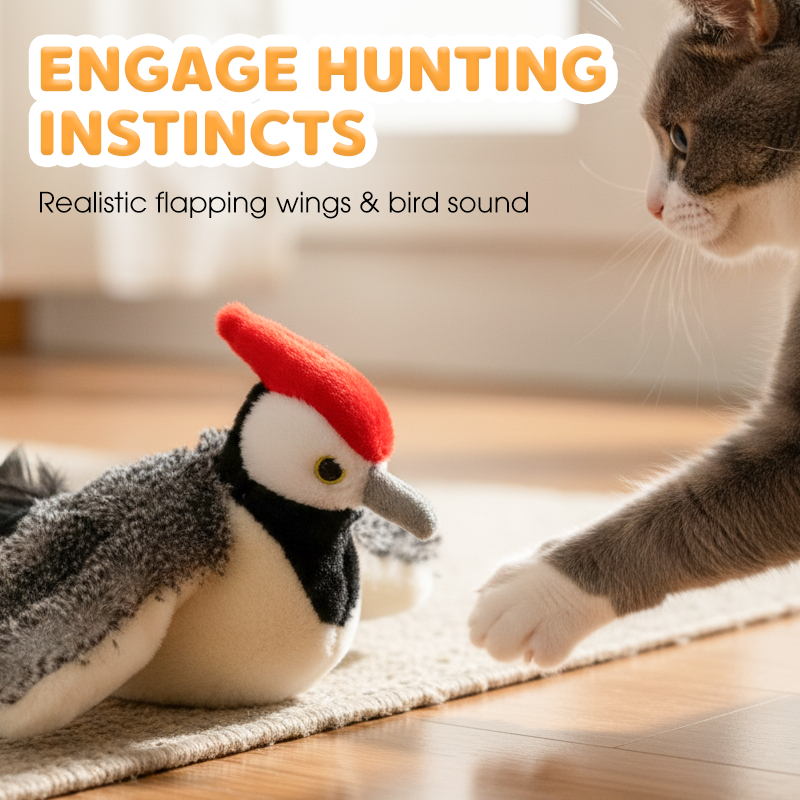 Jouet électrique en peluche pour chat avec sons