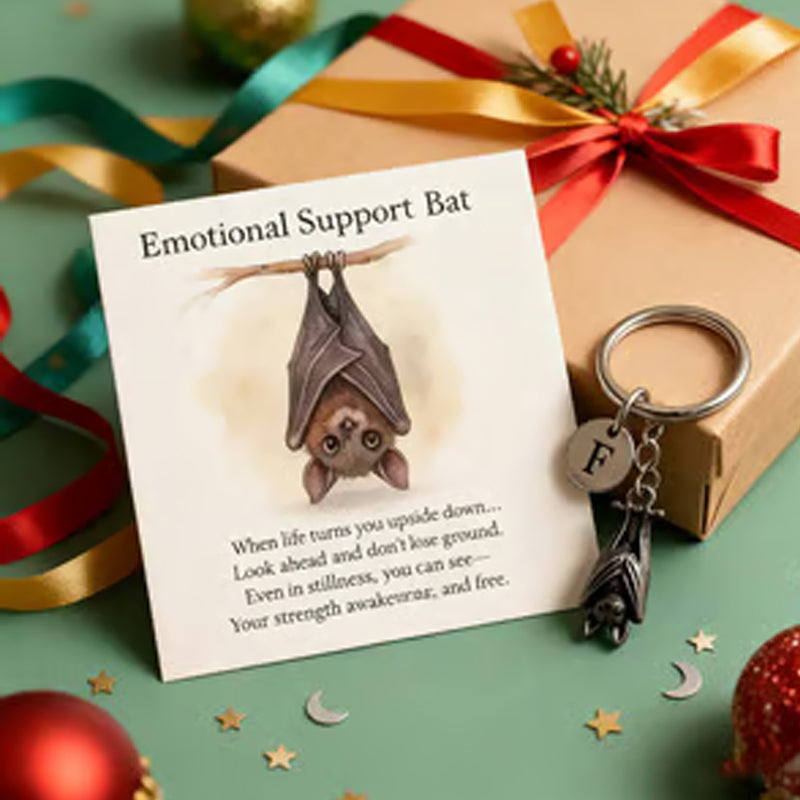 Porte-clés chauve-souris de soutien émotionnel avec carte à message