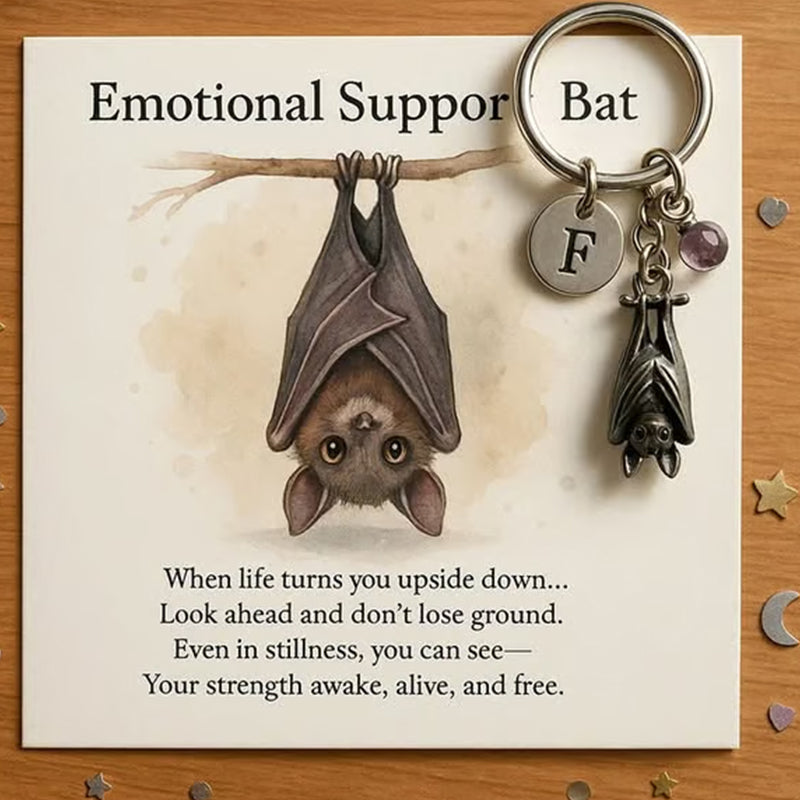 Porte-clés chauve-souris de soutien émotionnel avec carte à message