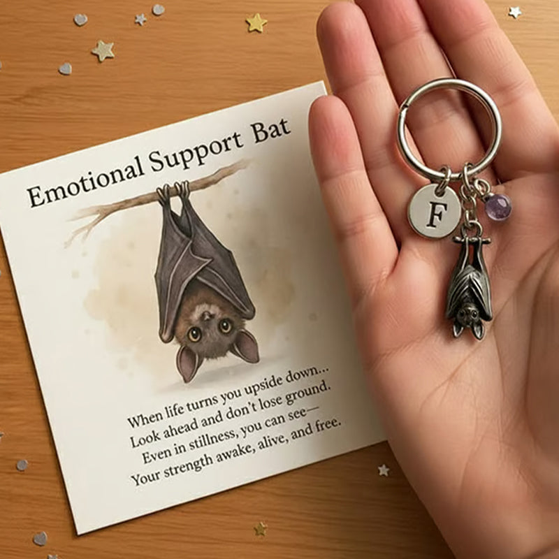 Porte-clés chauve-souris de soutien émotionnel avec carte à message
