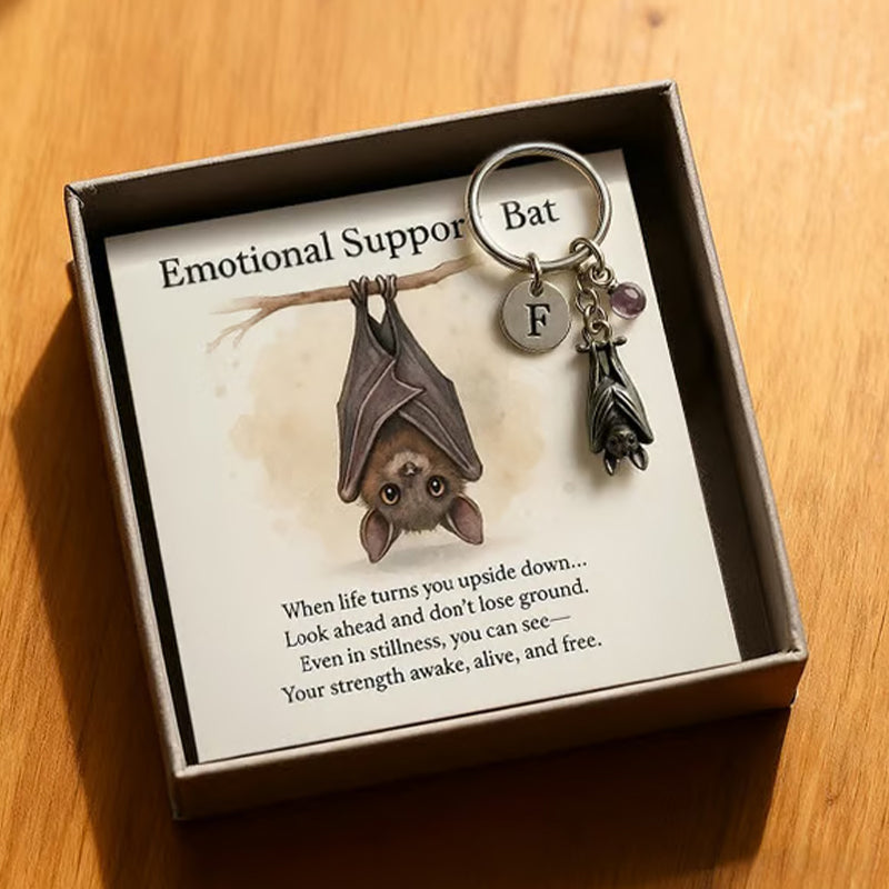 Porte-clés chauve-souris de soutien émotionnel avec carte à message