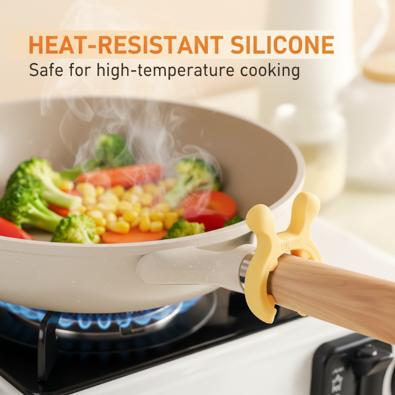 Support multi-fonctions en silicone pour poignées de casseroles et spatules