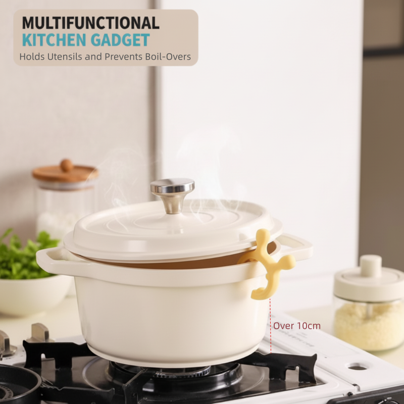 Support multi-fonctions en silicone pour poignées de casseroles et spatules