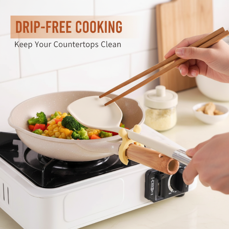 Support multi-fonctions en silicone pour poignées de casseroles et spatules