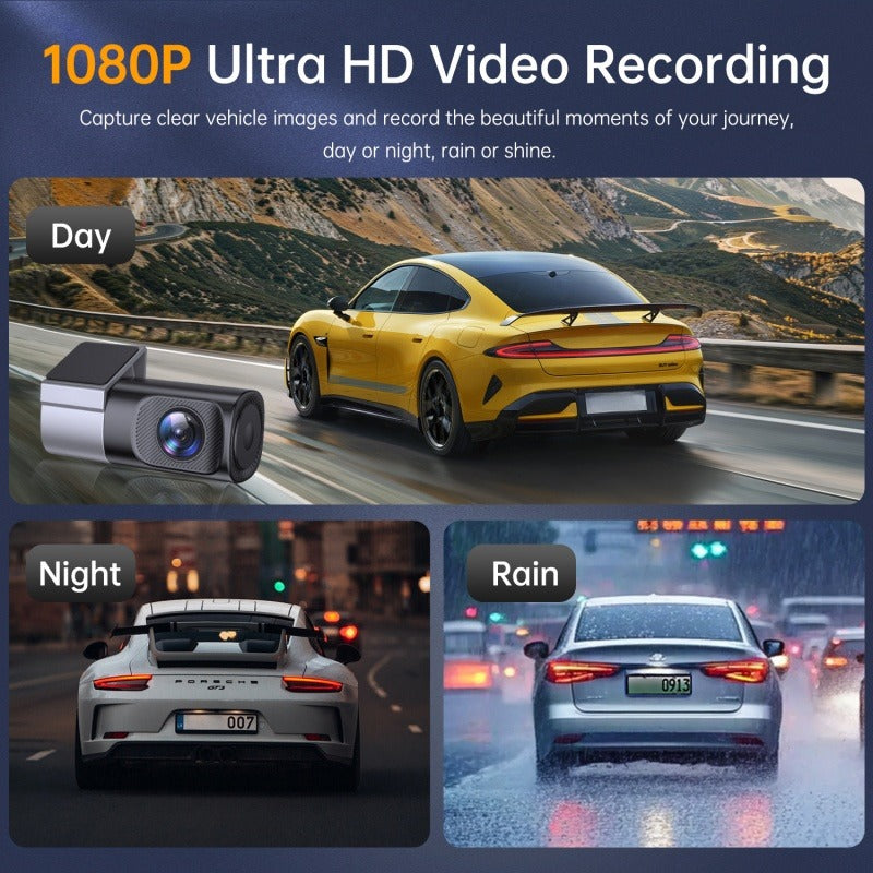 Caméra de tableau de bord 1080P HD avec Wi-Fi et vision nocturne