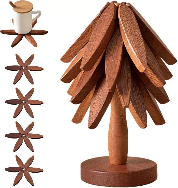 Christmas Tree Shaped Solid Wood Coasters Insulated Coasters