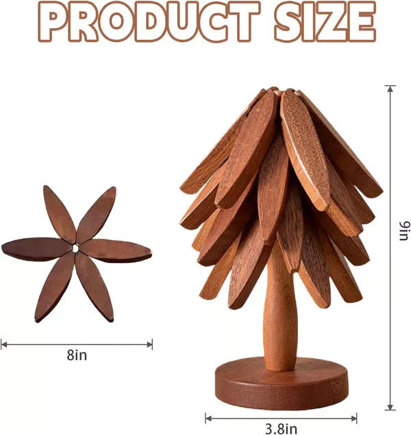 Christmas Tree Shaped Solid Wood Coasters Insulated Coasters