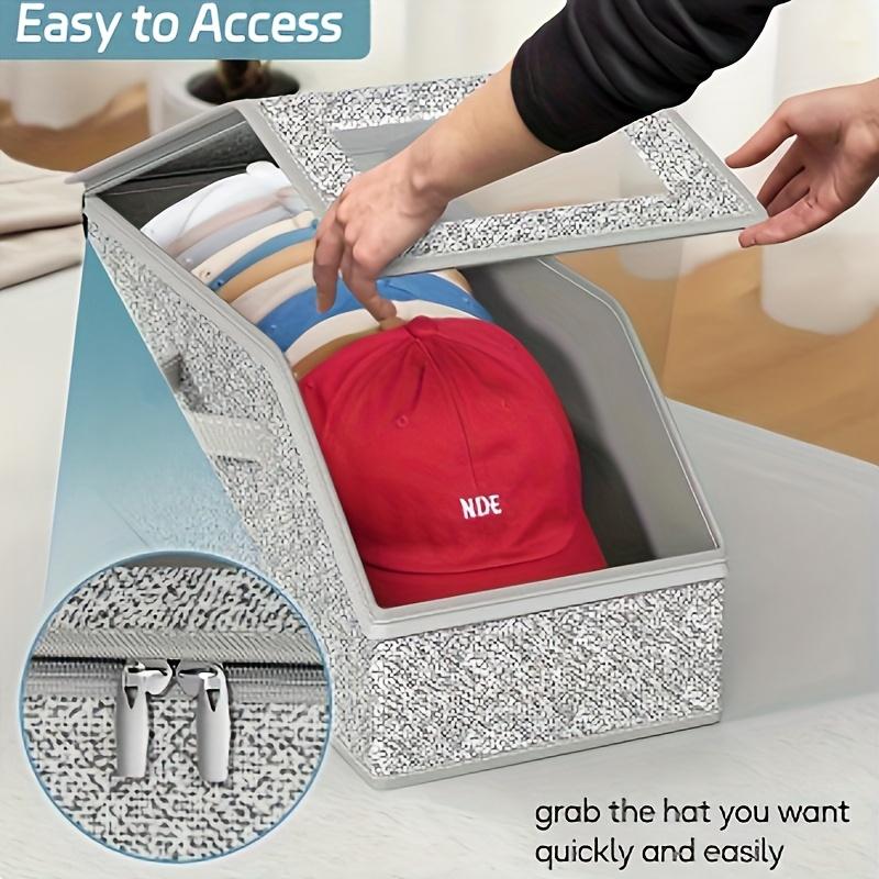 Lot de boîtes de rangement empilables transparentes pour casquettes, modulables et peu encombrantes
