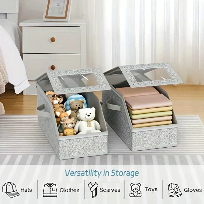 Lot de boîtes de rangement empilables transparentes pour casquettes, modulables et peu encombrantes