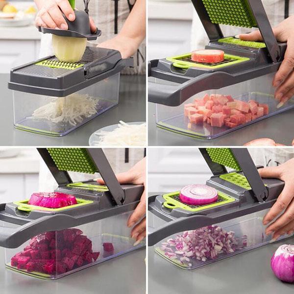Multi-purpose vegetable slicer stainless steel blades, easy to clean, multiple cooking modes