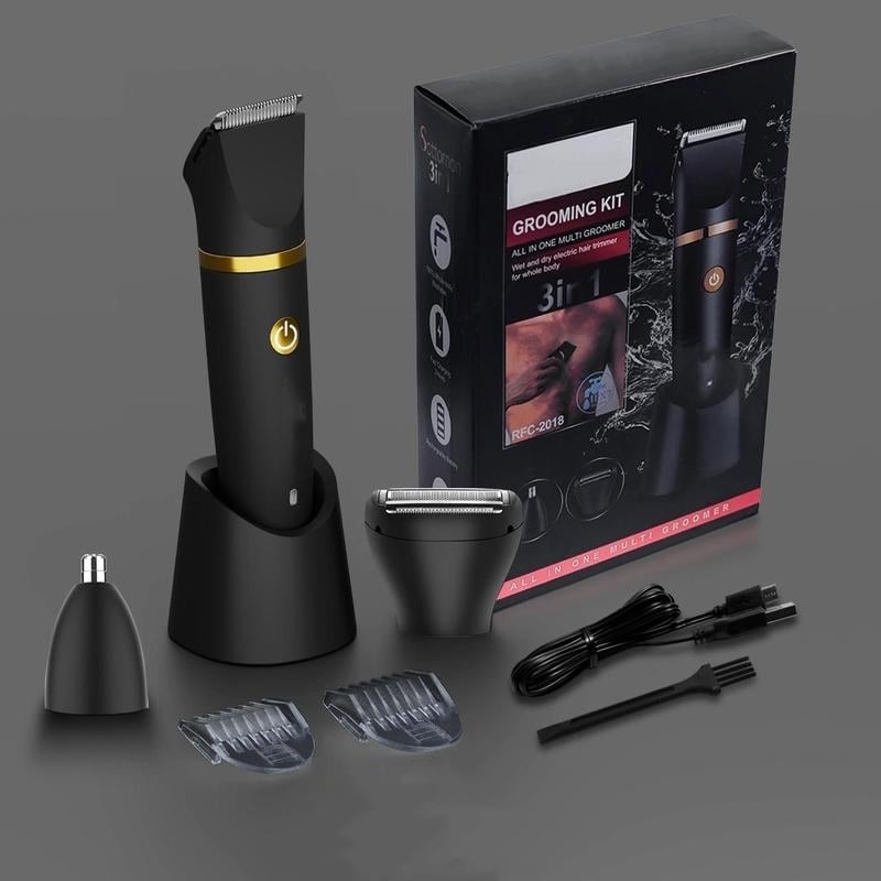 Tondeuse électrique 3 en 1 pour hommes, tondeuse sans fil pour les parties intimes, rasoir électrique étanche