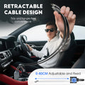 Ultra-fast car charger with retractable cables and starry light ambiance