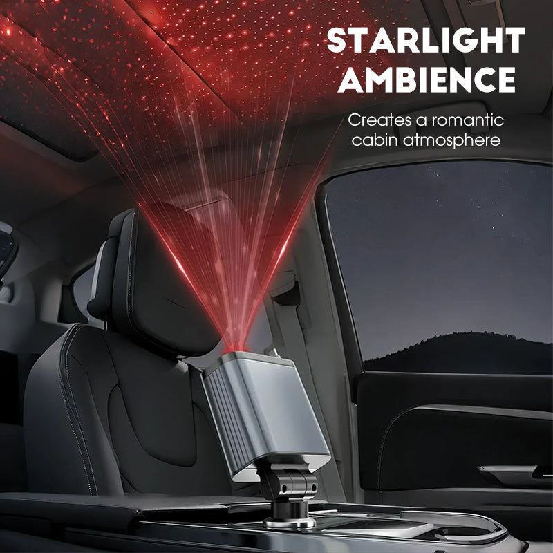 Ultra-fast car charger with retractable cables and starry light ambiance
