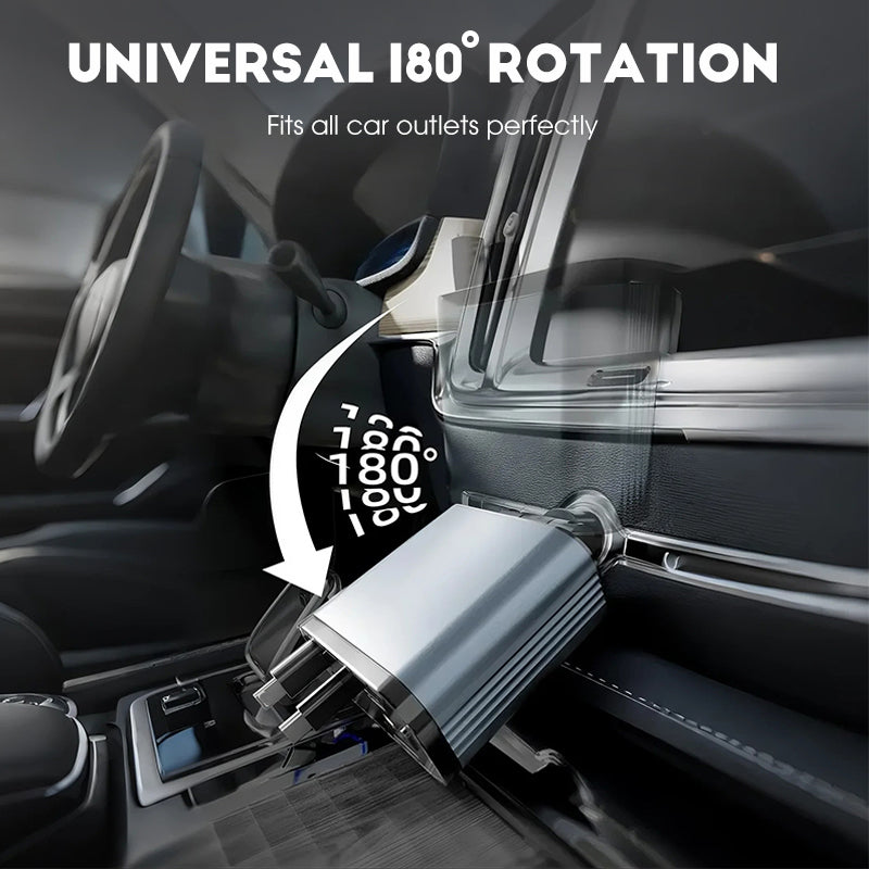Ultra-fast car charger with retractable cables and starry light ambiance