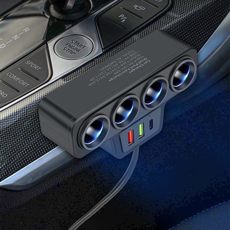 New Year Gift 50% OFF 7-in-1 Cigarette Lighter Adapter: 4 Sockets + 3 Fast Charges Stable and Safe for Cars/Trucks