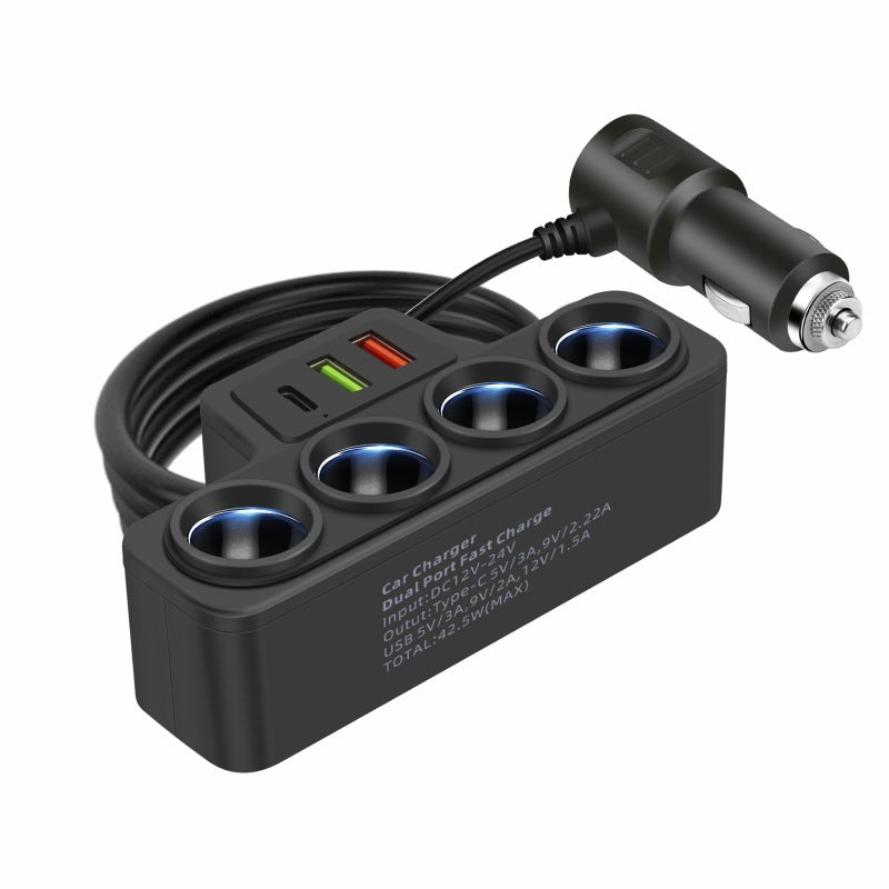 New Year Gift 50% OFF 7-in-1 Cigarette Lighter Adapter: 4 Sockets + 3 Fast Charges Stable and Safe for Cars/Trucks