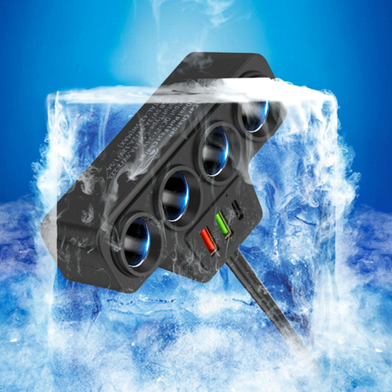 New Year Gift 50% OFF 7-in-1 Cigarette Lighter Adapter: 4 Sockets + 3 Fast Charges Stable and Safe for Cars/Trucks