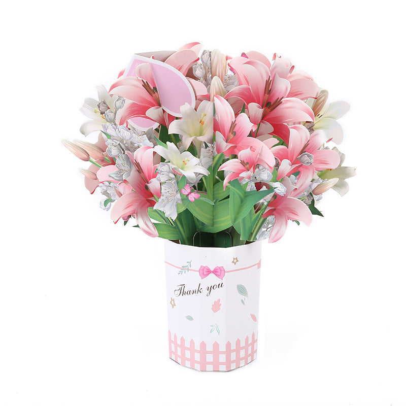 Carte de vœux avec bouquet en relief 3D