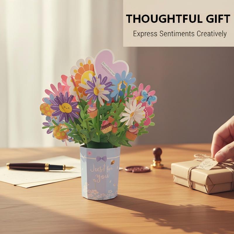 Carte de vœux avec bouquet en relief 3D