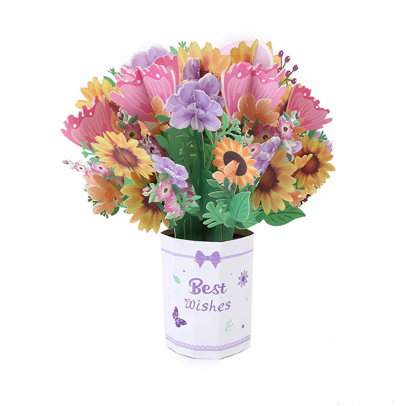 Carte de vœux avec bouquet en relief 3D