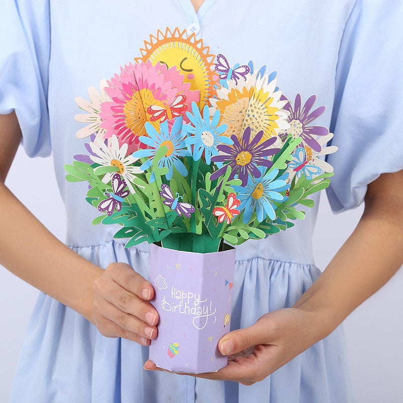 Carte de vœux avec bouquet en relief 3D
