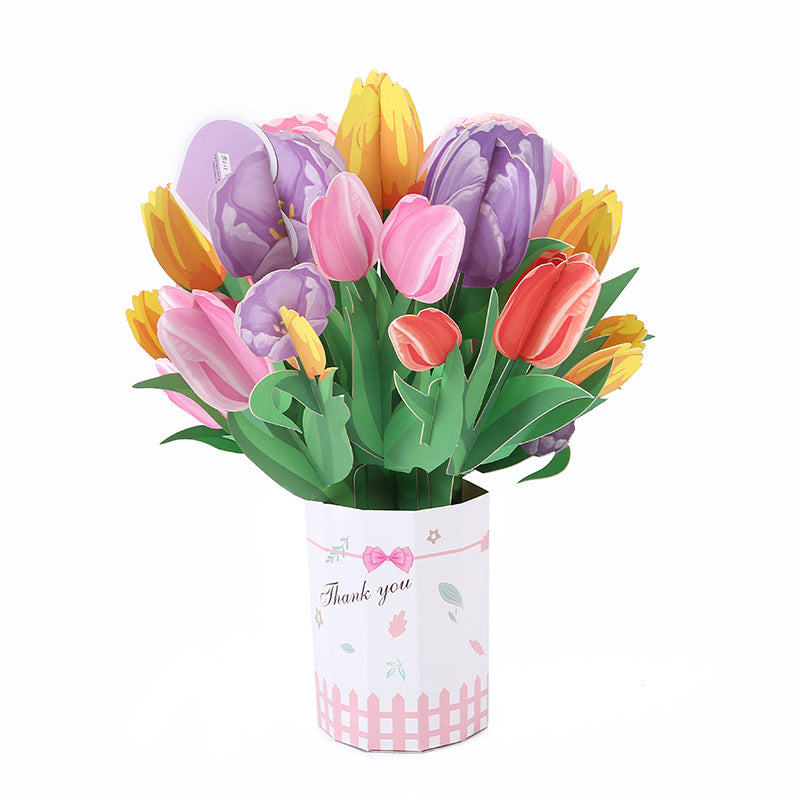 Carte de vœux avec bouquet en relief 3D