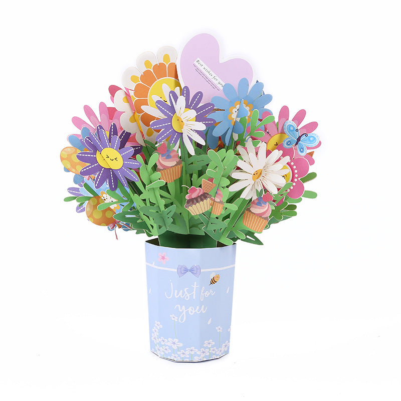 Carte de vœux avec bouquet en relief 3D