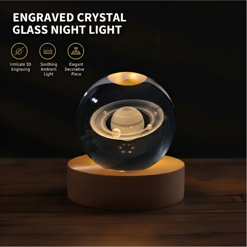 Engraved crystal night light