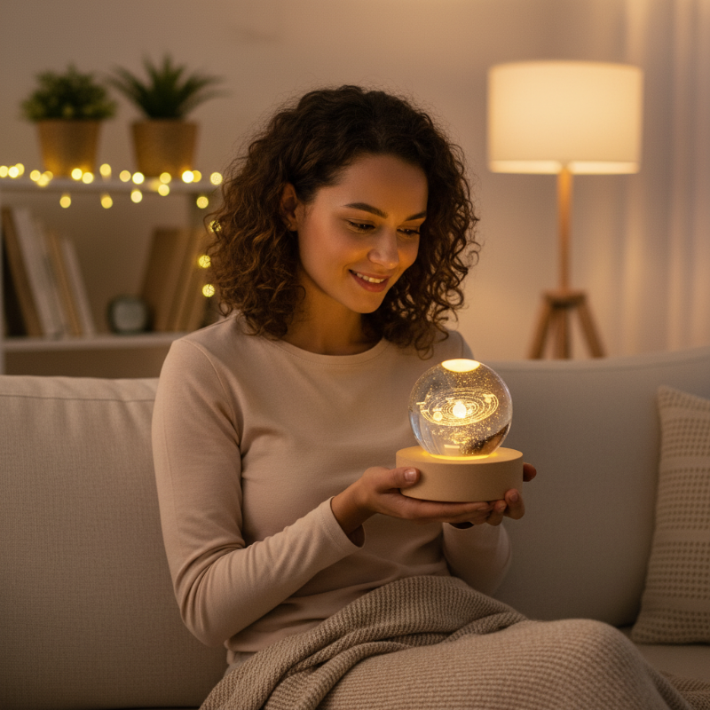 Engraved crystal night light