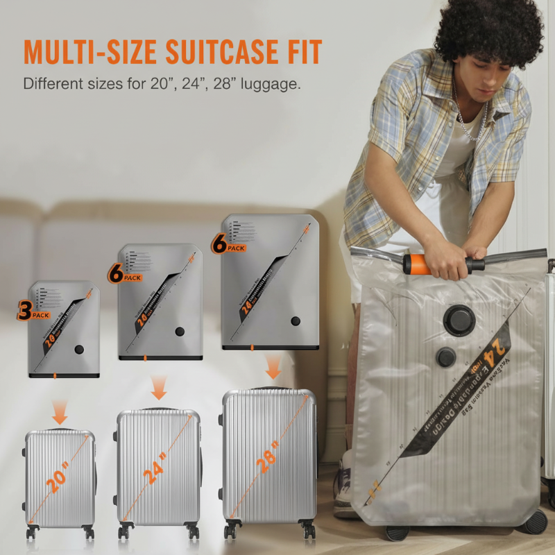 Ensemble de sacs de compression sous vide sans fil pour le voyage