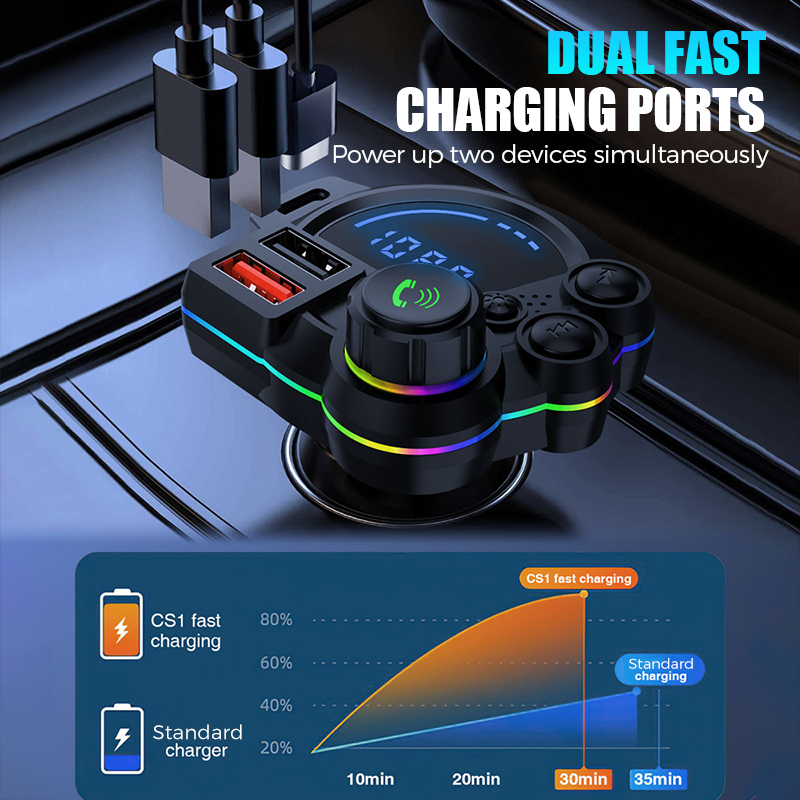 DE RÉDUCTION émetteur FM Bluetooth universel double port Musique sans fil, mains libres et double chargeur USB