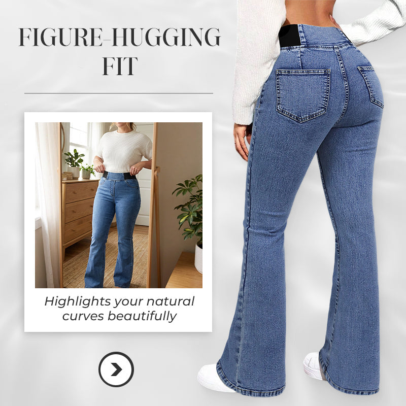 DE RDUCTION Jean Femme Taille Haute Stretch en Denim, Silhouette Allongée & Confort Absolu
