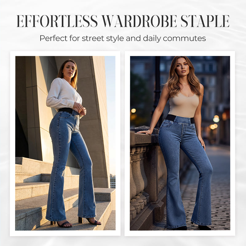 DE RDUCTION Jean Femme Taille Haute Stretch en Denim, Silhouette Allongée & Confort Absolu