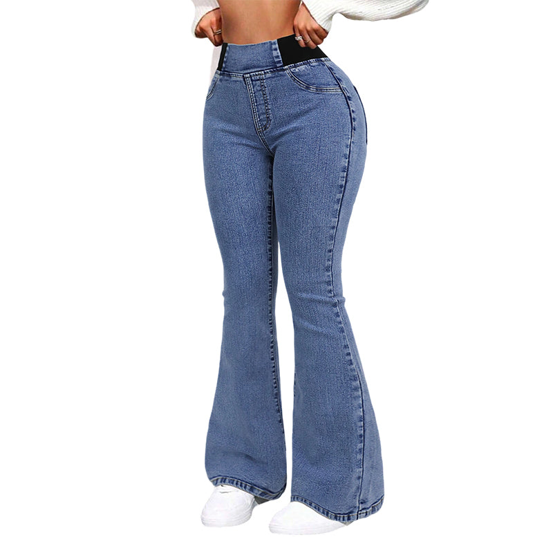 DE RDUCTION Jean Femme Taille Haute Stretch en Denim, Silhouette Allongée & Confort Absolu