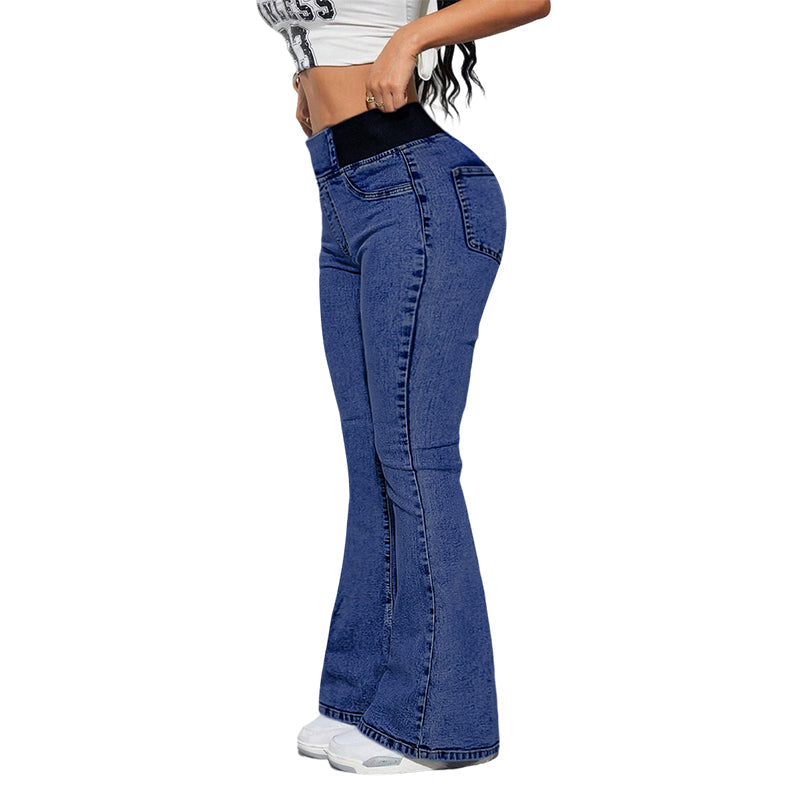 DE RDUCTION Jean Femme Taille Haute Stretch en Denim, Silhouette Allongée & Confort Absolu