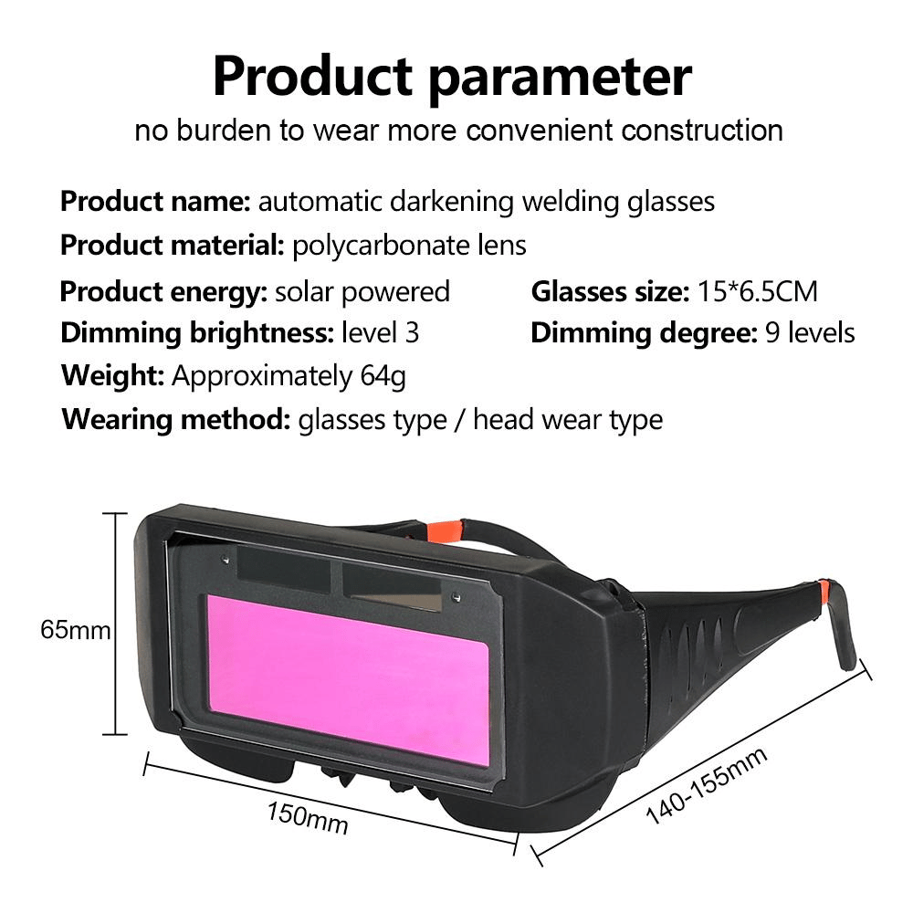 LIMITE 50% DE RÉDUCTION Lunettes de soudage à obscurcissement automatique solaire, anti-UV/IR, monture ajustable