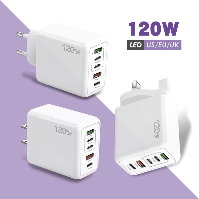 Chargeur rapide 120 W à 5 ports