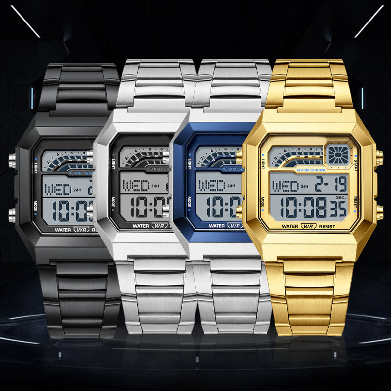 DE RDUCTION Montre numérique unisexe avec écran carré, affichage lumineux, étanche jusqu'à 50 mètres et bracelet léger et résistant