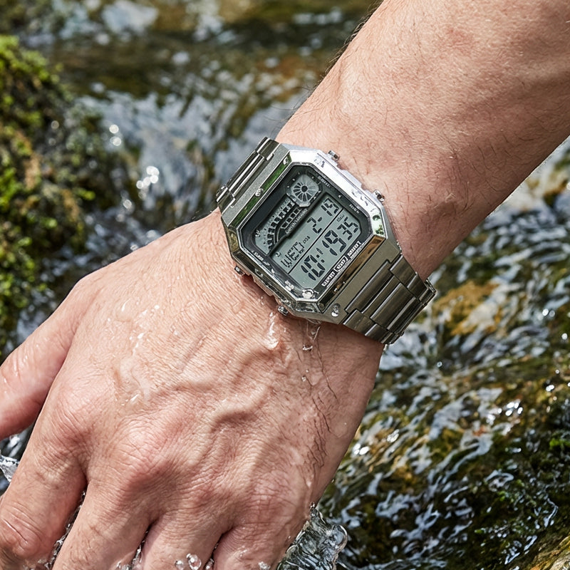 DE RDUCTION Montre numérique unisexe avec écran carré, affichage lumineux, étanche jusqu'à 50 mètres et bracelet léger et résistant