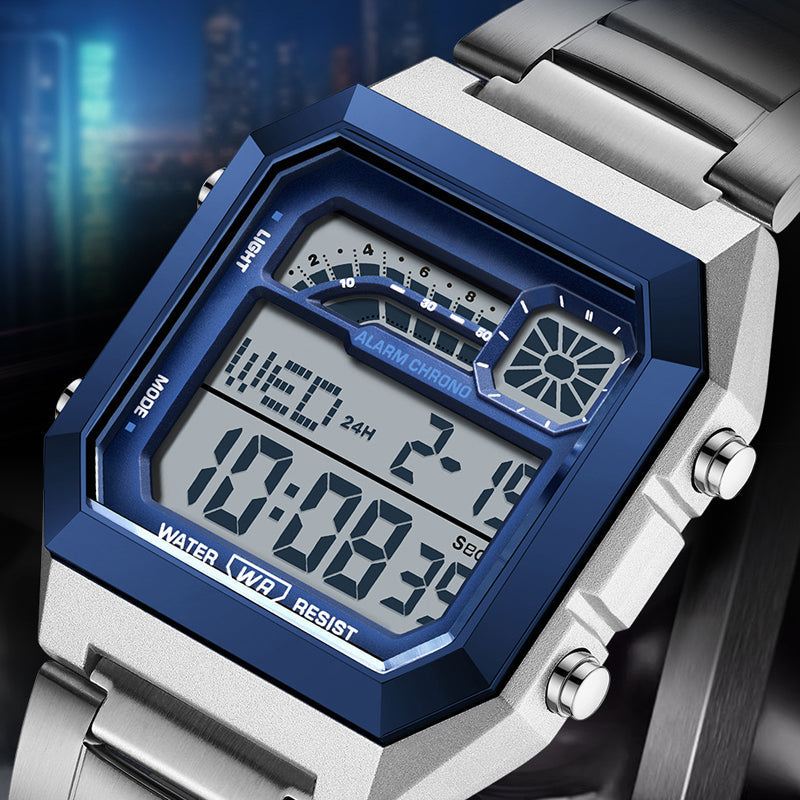 DE RDUCTION Montre numérique unisexe avec écran carré, affichage lumineux, étanche jusqu'à 50 mètres et bracelet léger et résistant