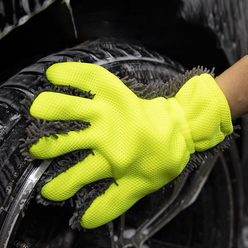 Gants de lavage double face cinq doigts
