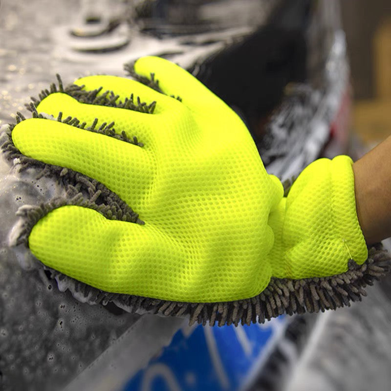 Gants de lavage double face cinq doigts