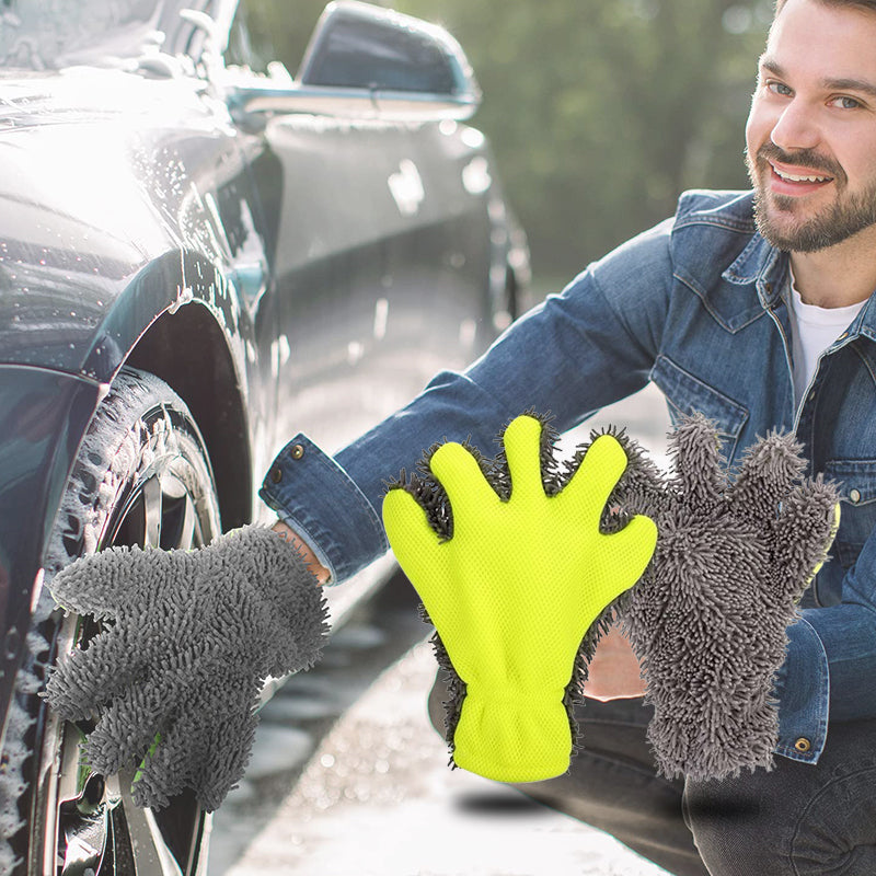Gants de lavage double face cinq doigts