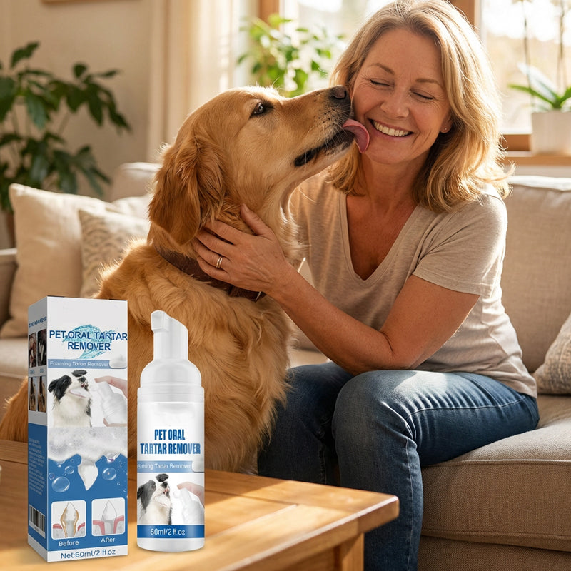 Mousse détartrante pour l'hygiène bucco-dentaire des animaux