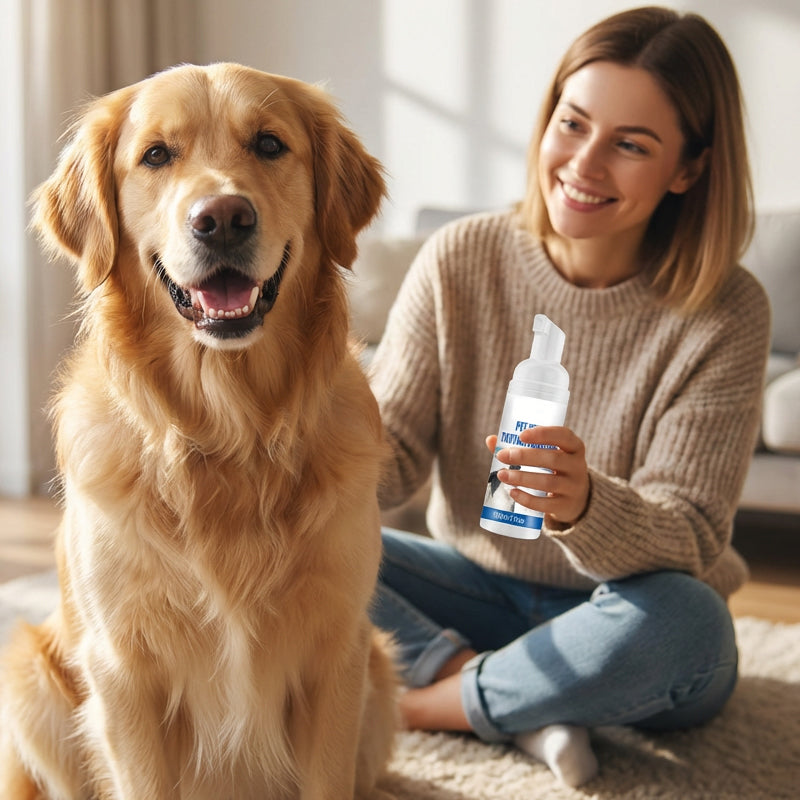 Mousse détartrante pour l'hygiène bucco-dentaire des animaux
