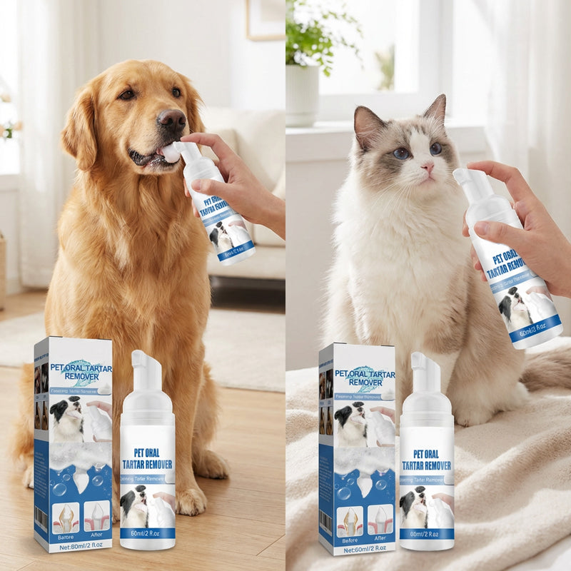 Mousse détartrante pour l'hygiène bucco-dentaire des animaux